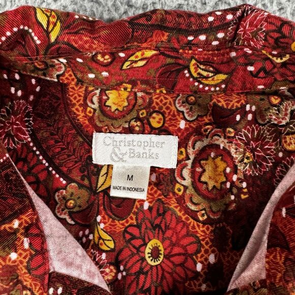 Christopher & Banks Jacket Women Medium Floral Print Boho Colorful Peasant - Picture 7 of 13